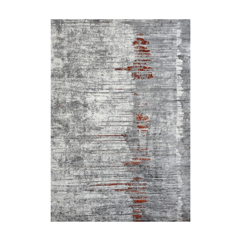 Aurelia Abstract Textured Rug in gray and orange tones